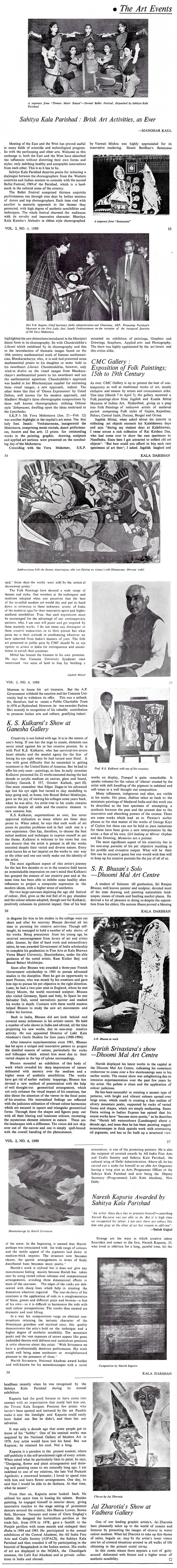 Art event covered by Manohar Kaul for Kala Darshan vol.2,No.4