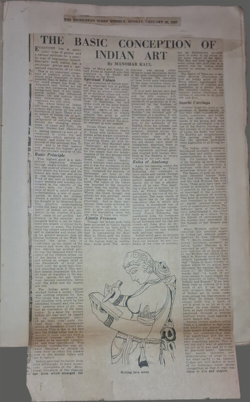 Press clipping from The Hindustan Times Weekly