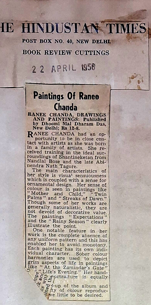 Book review by Manohar Kaul: Ranee Chanda- Drawings and Paintings