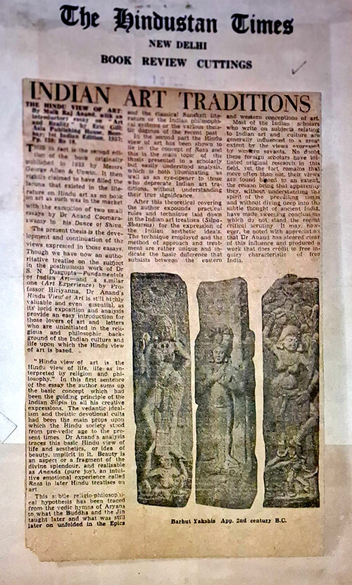 Book review by Manohar Kaul:THE HINDU VIEW OF ART
By Mulk Raj Anand