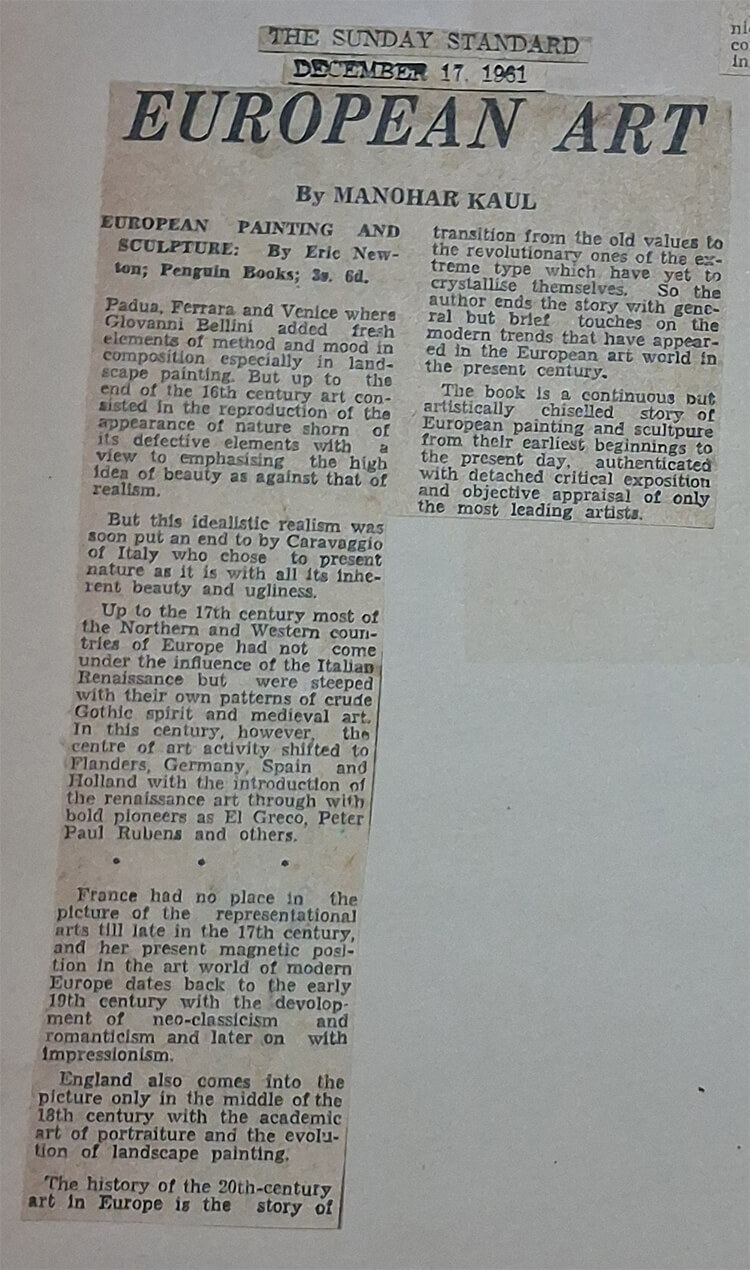 Book review by Manohar Kaul: