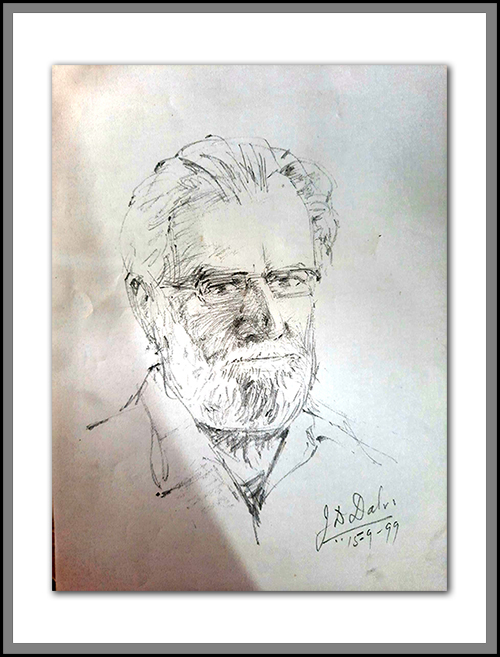 Portrait of Manohar Kaul by J.D. Dalvi