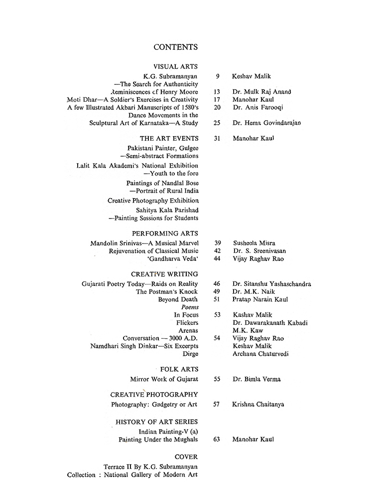 Contents – Kalā Darshan Vol-2 Issue-2 (1989)
