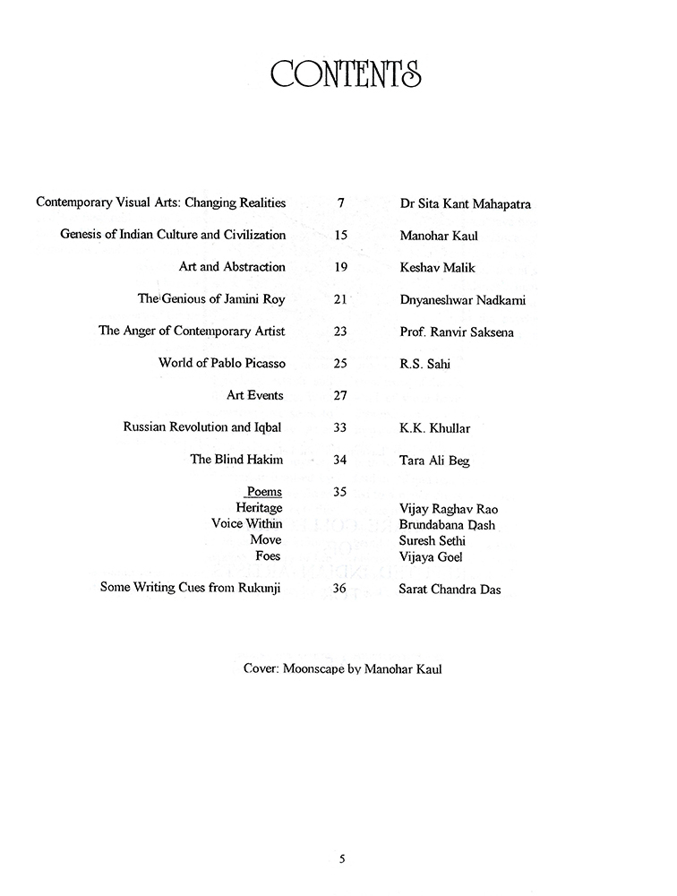 Contents – Kalā Darshan Vol-5 Issue-4