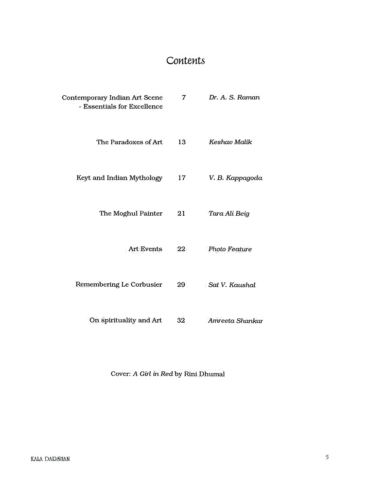 Contents – Kalā Darshan Vol-6 Issue-1