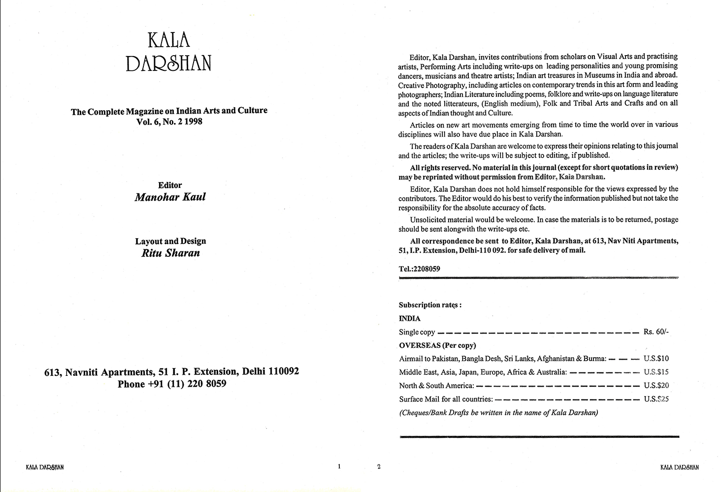 Title Page – Kalā Darshan Vol-6 Issue-2