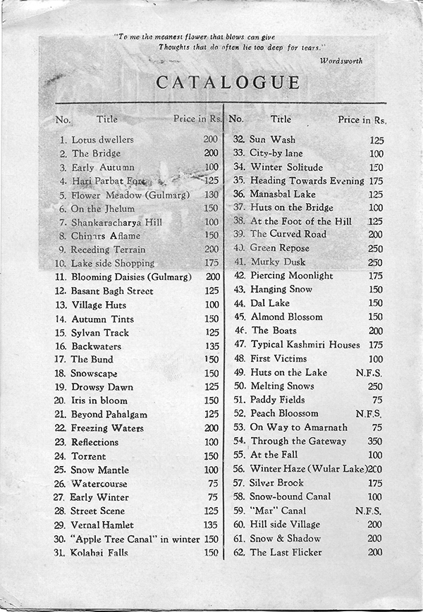 Catalogue page 2 – 1957 exhibition