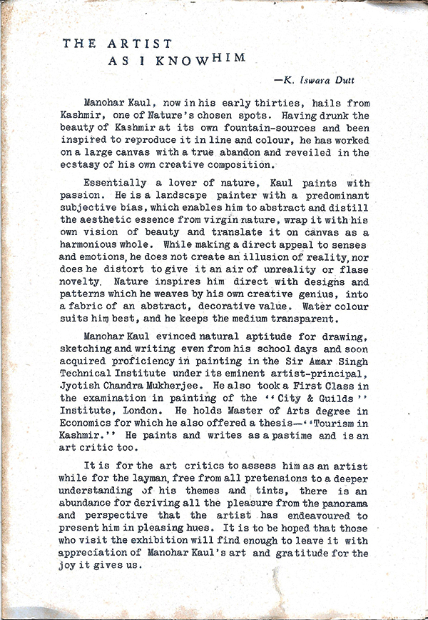 Catalogue page 3 – 1957 exhibition