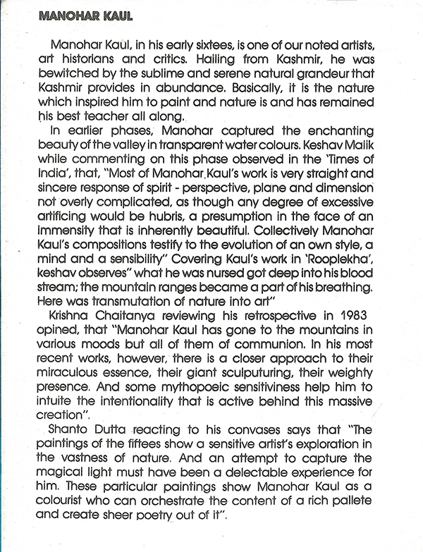 Catalogue page 2 – 1985 exhibition