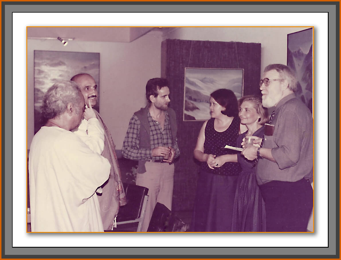 G.R. Santosh and K.L. Kaul speaking with visitors at the exhibition